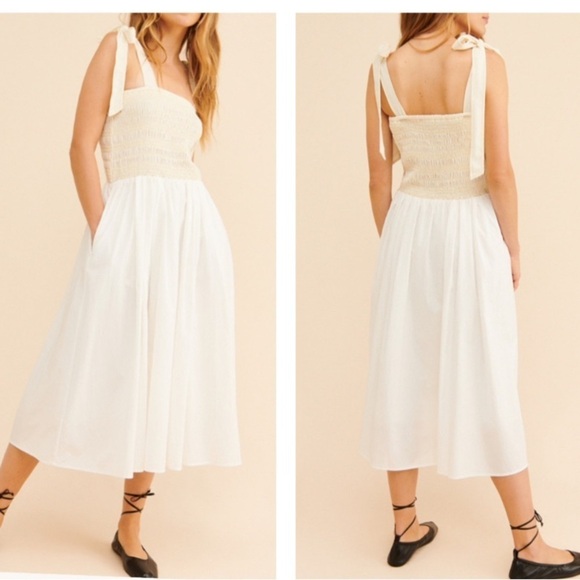 KOURT DREW Tie strap A-line flowy Cottagecore midi woman’s halter dress. SMALL - Picture 1 of 12